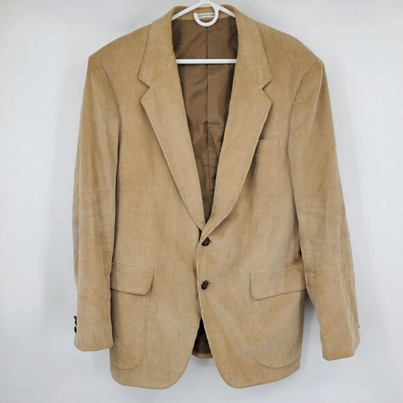 Bret Lawrence Tailored Brown Corduroy Elbow Patch Men's Blazer Suit Jacket 44 R - Picture 6 of 16
